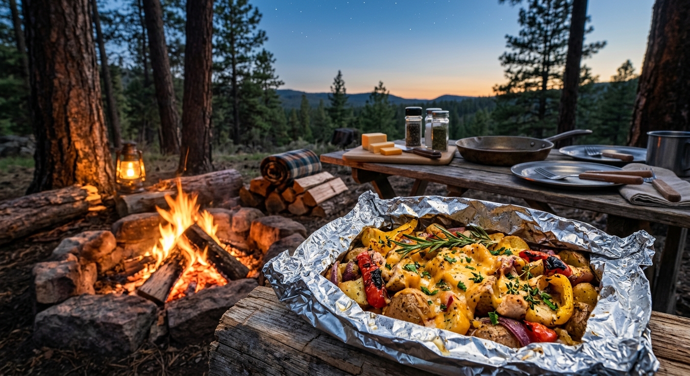 Sizzling Cheesy Campfire Potatoes Wrapped in Foil!